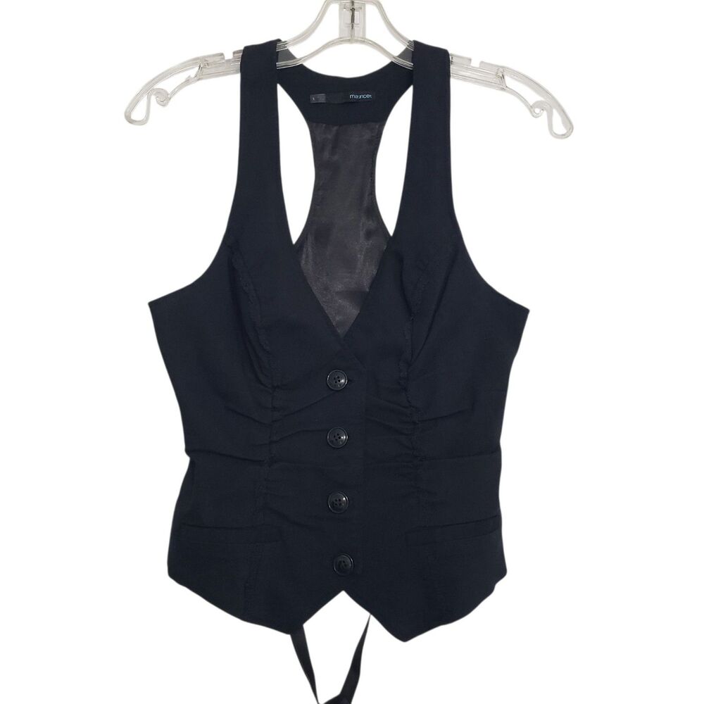Maurices Women's Black Button-Up Fitted Vest, Size Small